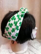Green & White Shamrock Reversible Hair Wrap St Patricks Day Fancy Dress Irish