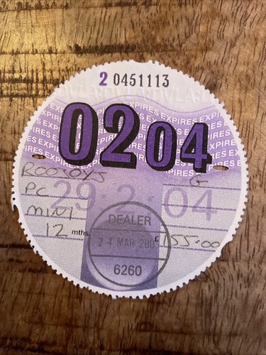 Old tax disc february - february, 2004