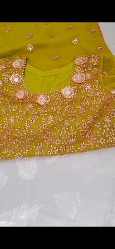 Women green chiffon salwar - green,
