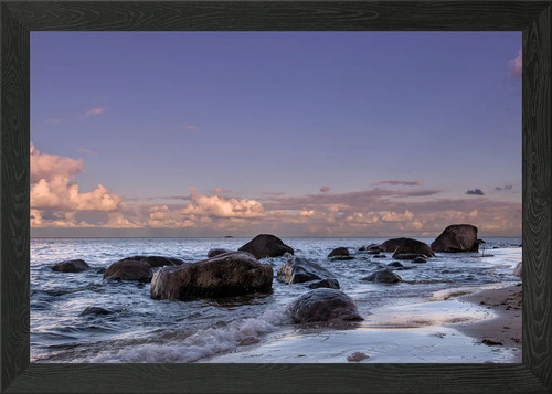 Rocky beach framed wall - beach, art