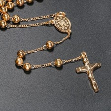 Rosary Necklace 6mm Beads Jesus for Cross Pendant Catholic Prayer Chain Women