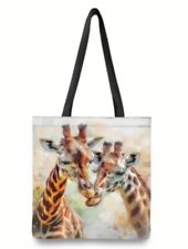 1pc Giraffe Pattern Shoulder Tote Bag - Reusable Casual Travelling Shopping Gift