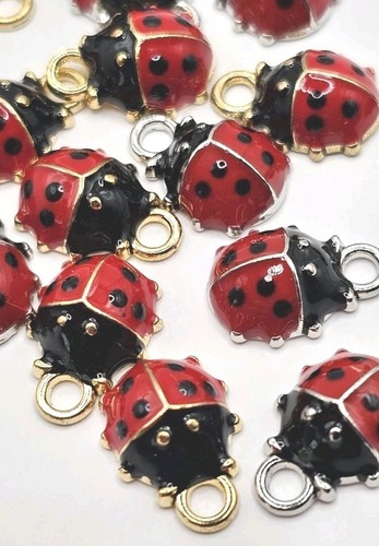 Ladybird enamel charms - ladybird,