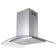 electriQ 90cm Curved Glass Island Cooker Hood - Stainless Steel eiQCURVISL90SS