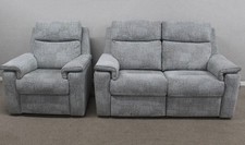 G Plan Thornbury Grey Fabric Power 2 Seater Sofa & Power Armchair