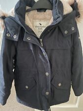 Girls Abercrombie & Fitch Navy Parka Style Coat. With Pink Lining. Age 5/6 Years