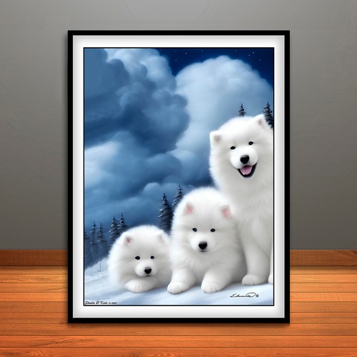 Samoyed puppies print - samoyed, poster