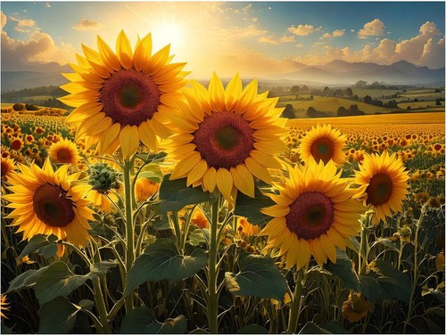 Tile mural sunflower field - mural,