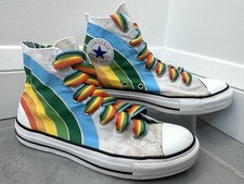 Converse Pride Diversity Equality Love High Top Trainers Size 6 Rainbow White