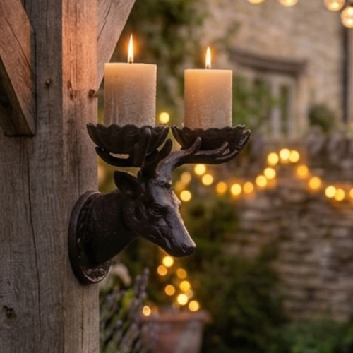 Deer head candle holder cast - candle,