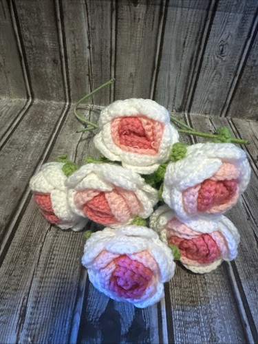 Crocheted pink and white - pink,