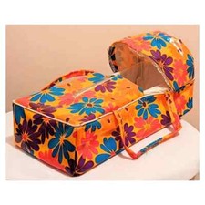 Vintage 1960s Psychedelic Doll's Carry Cot Case PVC Mod Hippie Flower Power Kids