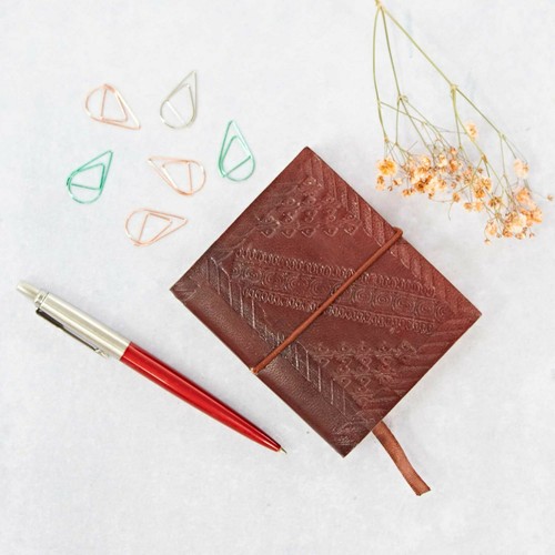 Mini embossed brown - mini, leather