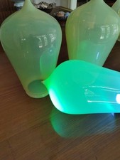 3 Vaseline Uranium Glass Chandelier Shades Teardrop Set Of Three