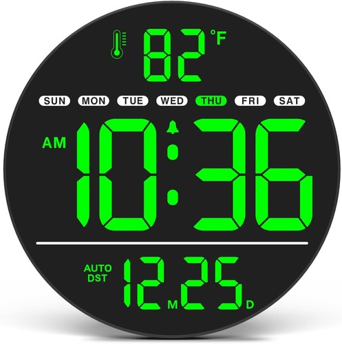 Digital wall clock with - with, large