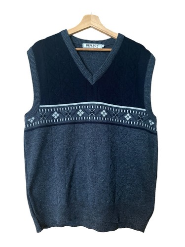 Men vintage neck argyle - v,