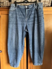 M&S Slim Balloon /Barrel Jeans Size 22 Reg Indigo Cotton With Stretch VGC