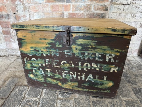Antique wooden trunk storage - trunk,