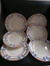 6 Longwy Carmen Hollow Earthenware Plates Hollow Art Deco 1930 Condition +