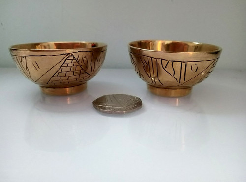 Pair brass small - brass, bowl/salt
