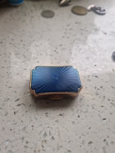 Vintage blue guilloché enamel - blue,