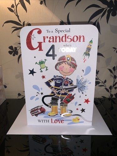 Grandson 4th birthday card - birthday,
