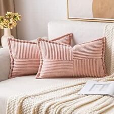 MIULEE Cushion Covers Pillow Pale PINK 60 x 40 cm Decorative Set of 2