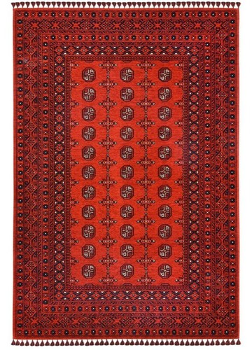 Afghan cherry red bokhara - red, rug