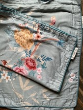 Dorma Double Duvet Cover and 2 Pillow Cases Peacock Birds Blue 100 Cotton