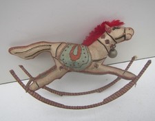Vintage Silk Embroidered Rocking Horse Ornament 6"