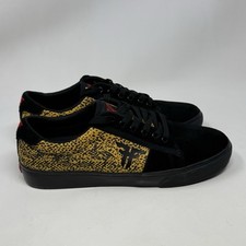 Fallen Bomber Skate Shoes Mens 9 Black Gold Speckles Suede Low Top Sneakers
