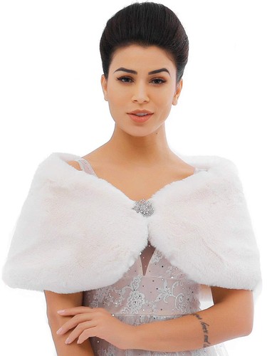 Womens faux fur shawl and - shawl,
