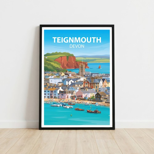 Teignmouth devon travel poster - devon,