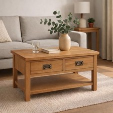 Oak Coffee Table with Drawers