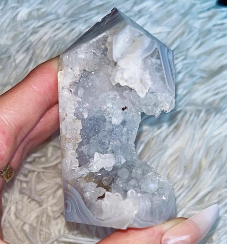 Rare druzy blue - , lace