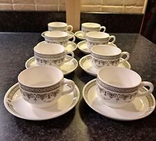 Eight Wedgewood Metallised China Tea Cups & Saucers - Good Condition - 2 sets