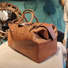 Antique Vintage Brown Leather Gladstone Kit Weekend Bag Hold All  Doctors V