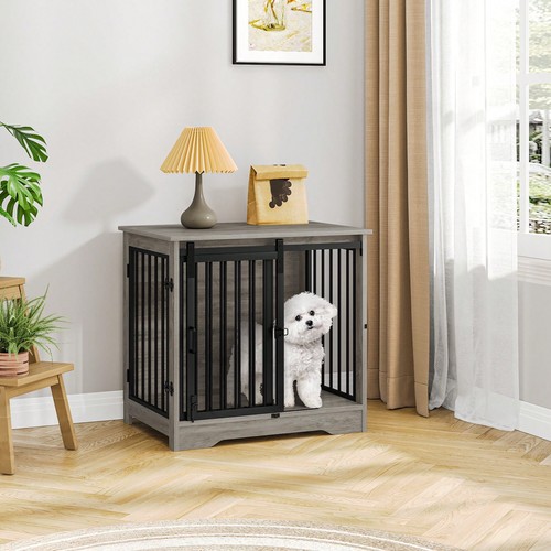 Wooden dog crate 2dr - 2dr, grey