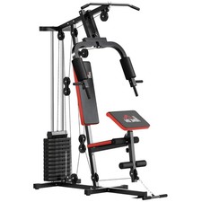 HOMCOM Multi Home Gym Machine with 66kg Weights for Strength Training Red Black