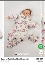 Baker By Ted Baker Baby girl Padded shower resistant Snow Suit 6-9 months.