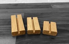 Small oak stand for displaying glass fusing fusion central groove wooden stained