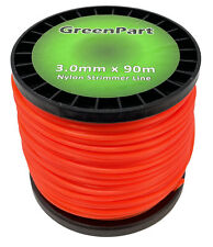 Strimmer Line 3mm x 90m Heavy Duty Round Brushcutter Cord 3.00mm Dia 90m Length