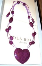 LOLA ROSE EMILIA BLACK CHERRY QRTZ ADJUSTABLE HEART PENDANT NECKLACE 20-"26" QVC
