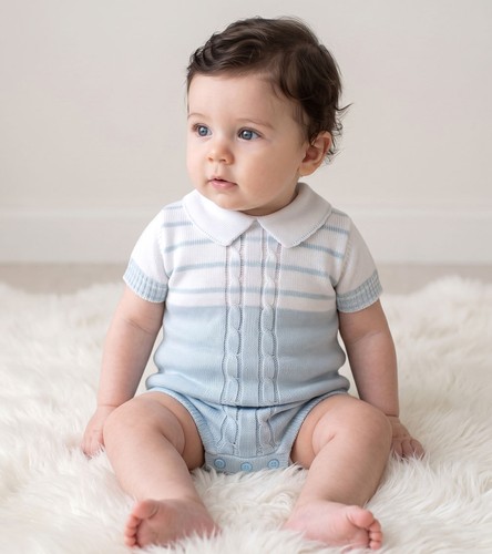 Baby boy romper - suit, knitted