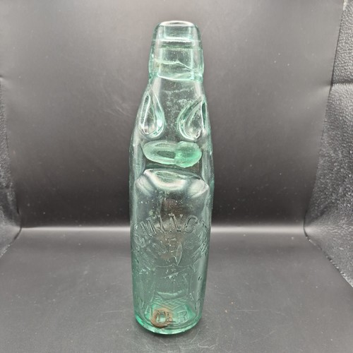 Antique glass codd bottle - glass,