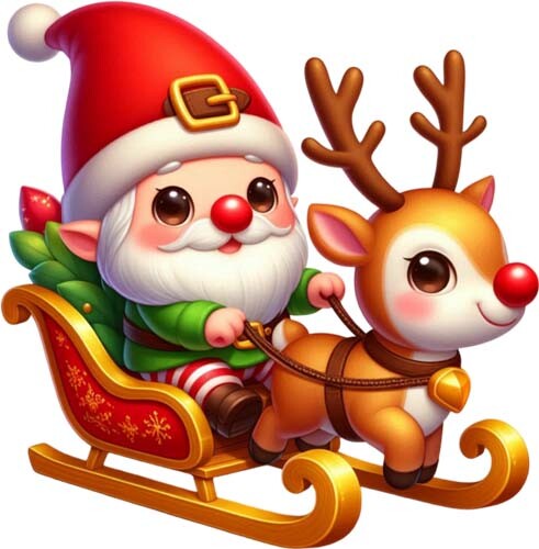 Christmas santa gnome reindeer - gnome,