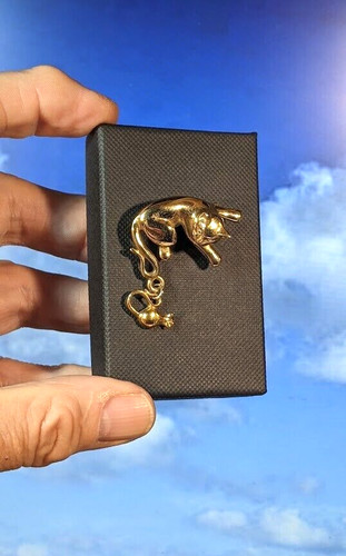 Vintage golden cat and dangle - vintage,