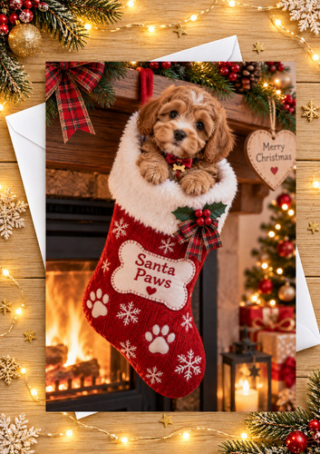 Cockapoo christmas card - card, a5
