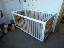 White Cot Bed with Mattress