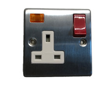 Crabtree 13A 1 Gang Metalclad Switched Socket with Neon, Brushed Steel (18)